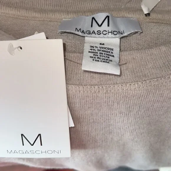 MAGASCHONI Oatmeal Heather Viscose Blend Blouson Sleeve Brushed Jersey Sweater-M - Picture 8 of 9